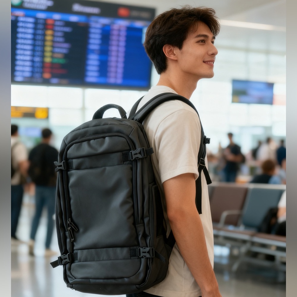 Travel Backpack (32-38L) expandable - Black
